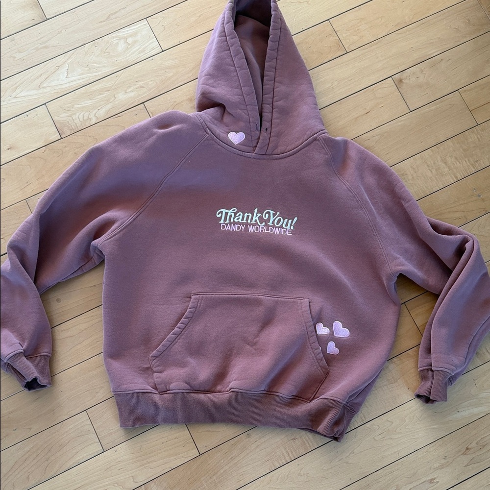 VEUC dandy worn 2x Mauve Hoodie with Heart Accents
